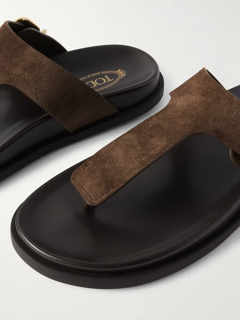 Замшевые сандалии с пряжкой TOD'S, коричневый — фото 4
