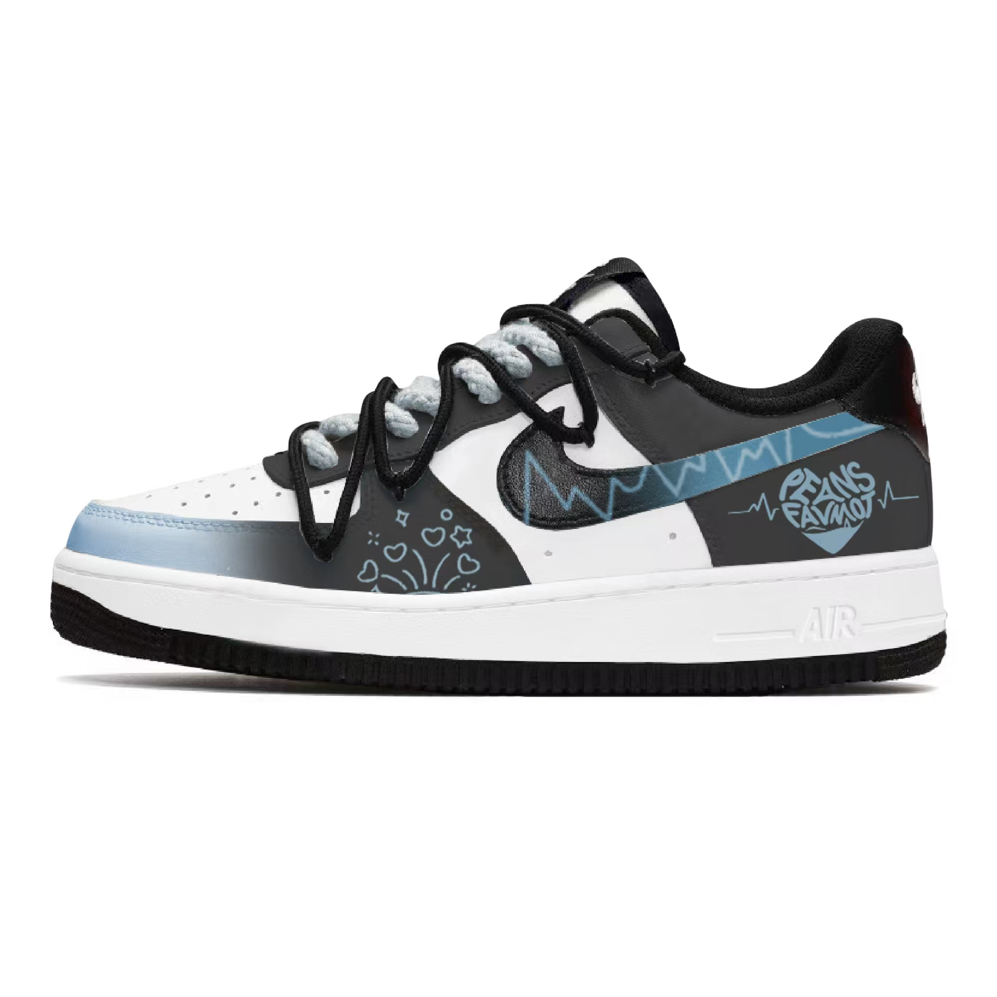 

Nike Детские кроссовки для скейтбординга Air Force 1 с противоскользящей подошвой, износостойкие, синие, черные, подростковые