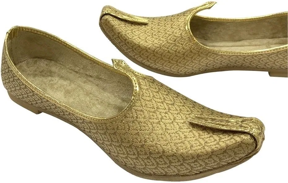 Лоферы золотые, Men's Cream Wedding Shoes Sherwani Punjabi Jutti Shoe Bazar — фото 4