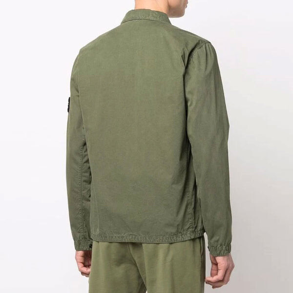 Куртка brushed cotton 2-pocket shirt jacket 'olive' Stone Island, зеленый — фото 2