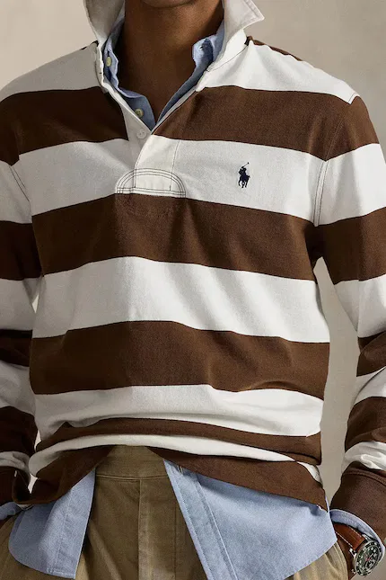 Лонгслив с длинным рукавом в полоску Polo Ralph Lauren, коричневый — фото 4