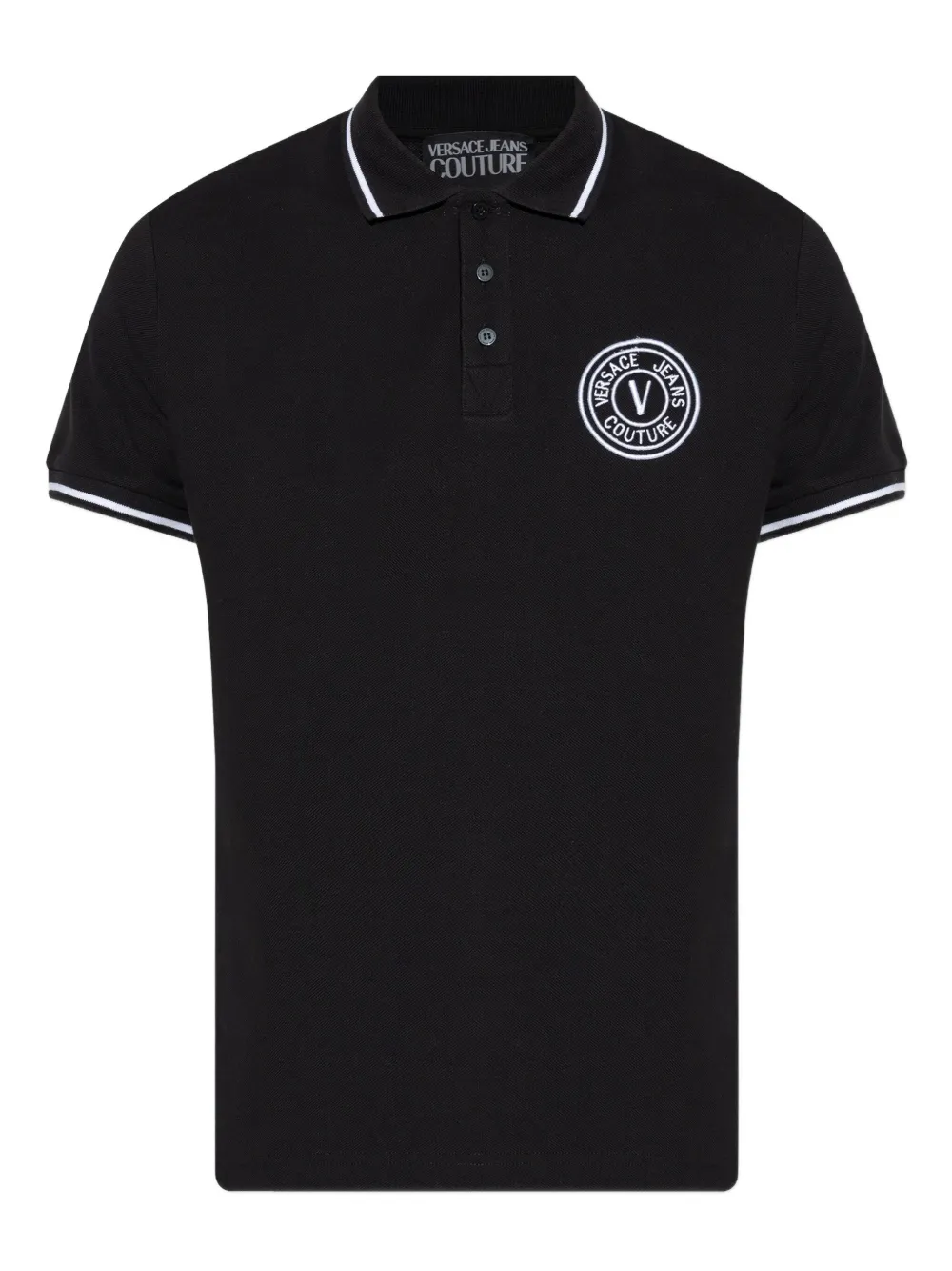 

Рубашка поло с вышитым логотипом Versace Jeans Couture, черный