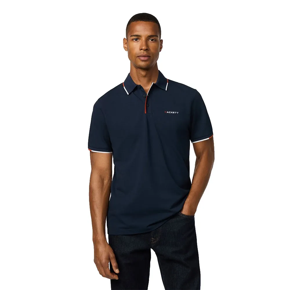 

Поло с коротким рукавом Hackett Tipped Color Placket, синий
