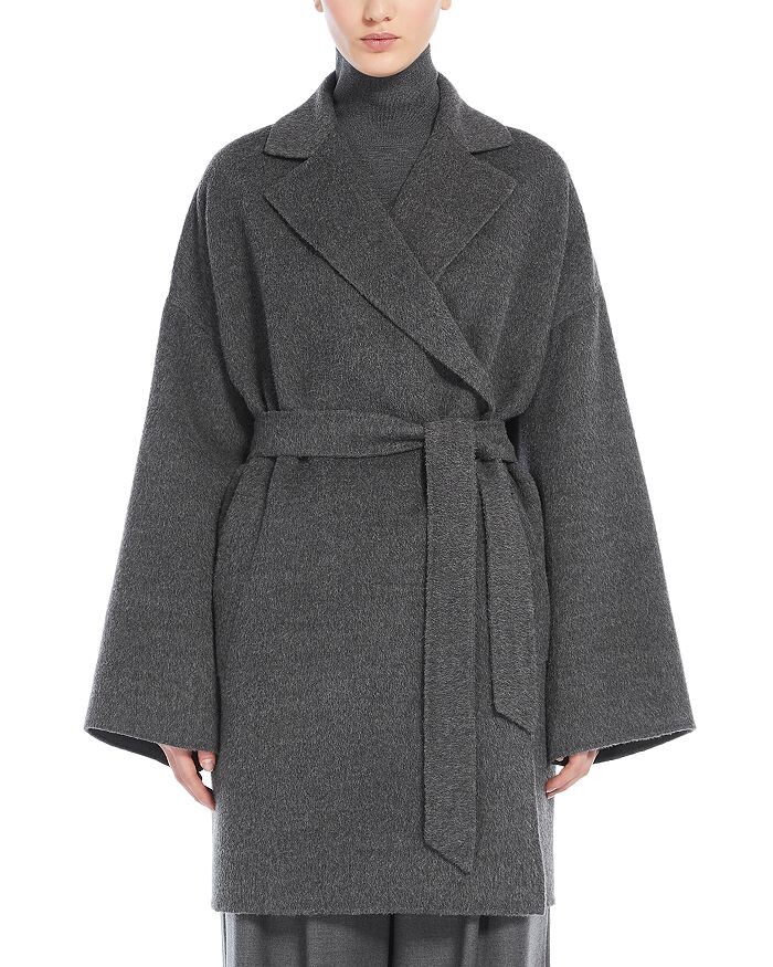 

Пальто с запахом Weekend Max Mara Nella из смесовой шерсти, серый