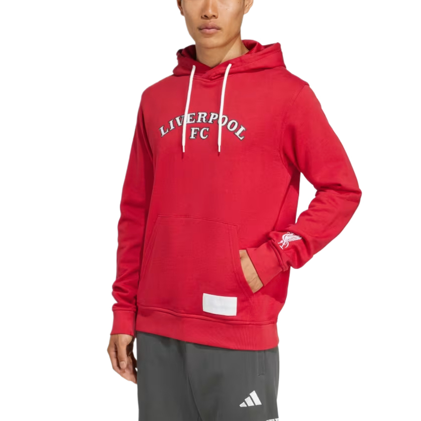Adidas Толстовка мужская клубнично-красная с капюшоном Moderate — фото 3