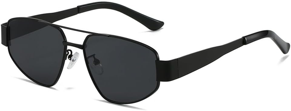 

Ретро металлические солнцезащитные очки «кошачий глаз» с двойной перемычкой, женские, темно-зеленые, с защитой от УФ-излучения UV400, мужские, в стиле панк HVTVTLA, Black Gray