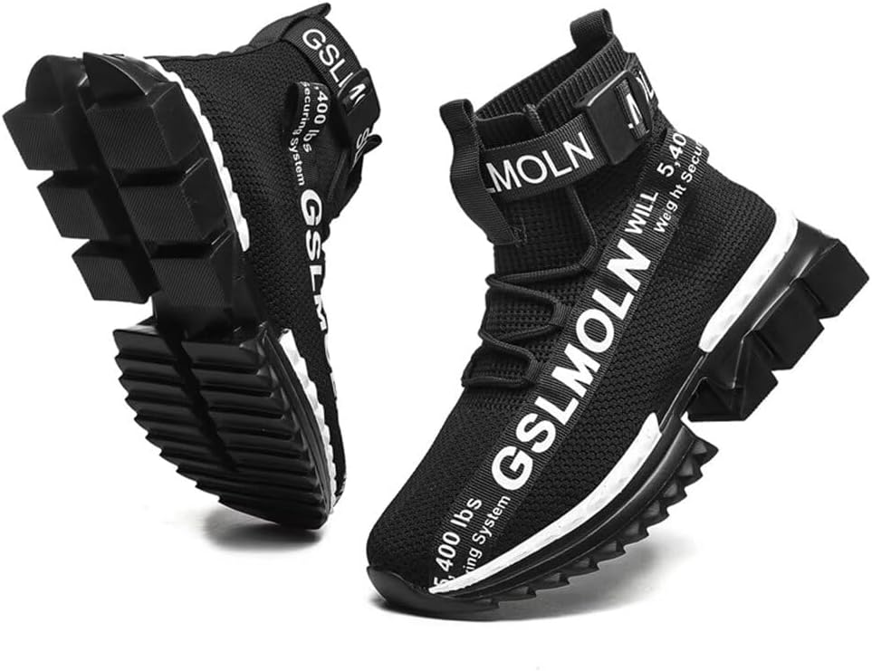 

Мужские высокие кроссовки Jakcuz больших размеров, дышащие, для спорта, бега, ходьбы и тенниса, удобные, модные на платформе, черный