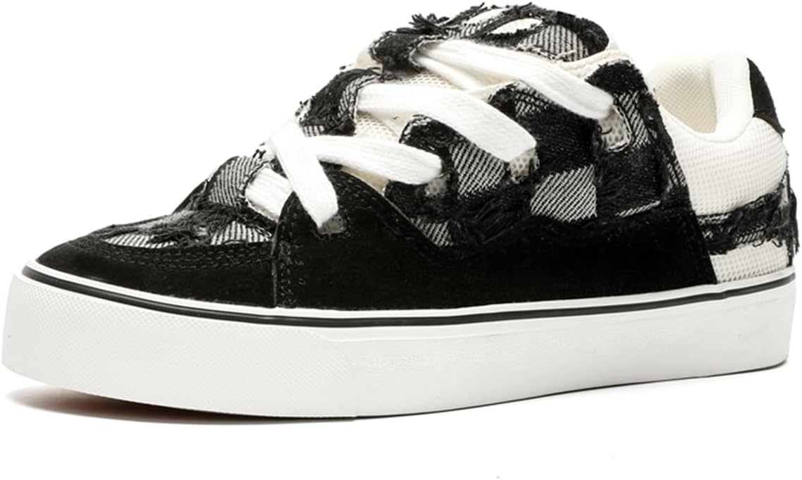 

Мужские повседневные кроссовки на шнуровке, удобные массивные низкие кеды для ходьбы, ретро скейтбордические кроссовки для женщин и мужчин Zhoupulp, черный