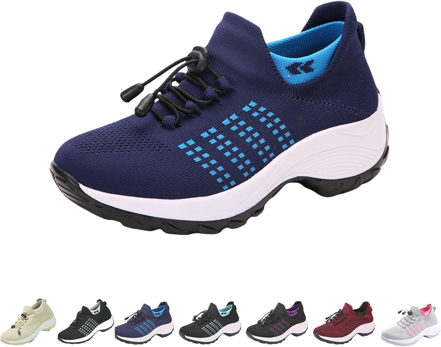 

Женская обувь Comfort Wear Orthowear, кроссовки для ходьбы, носки-кроссовки, надеваемые дышащие сетчатые кроссовки, беговая обувь Generic, синий