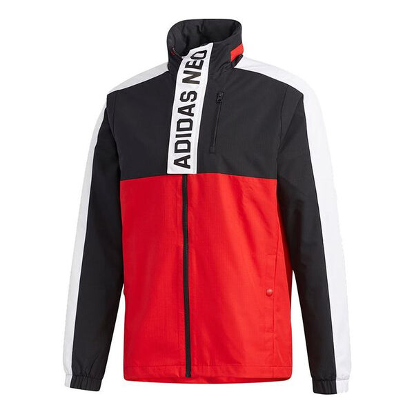 

Куртка adidas neo hooded Zipper Colorblock Sports Jacket Red, красный