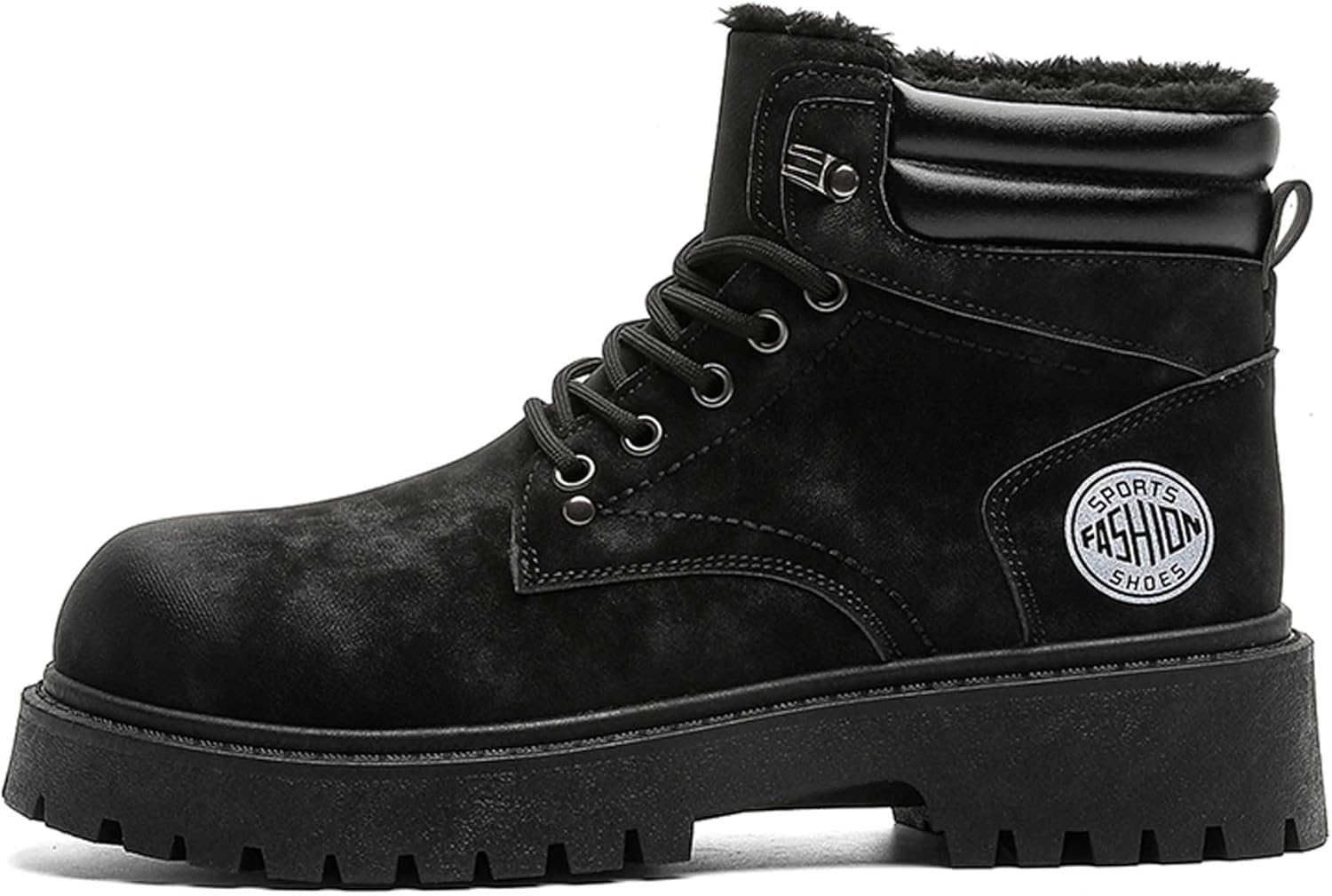 

Зимние мужские бархатные хлопковые туфли, противоскользящие, утепленные мехом для улицы, походные ботинки Generic, черный