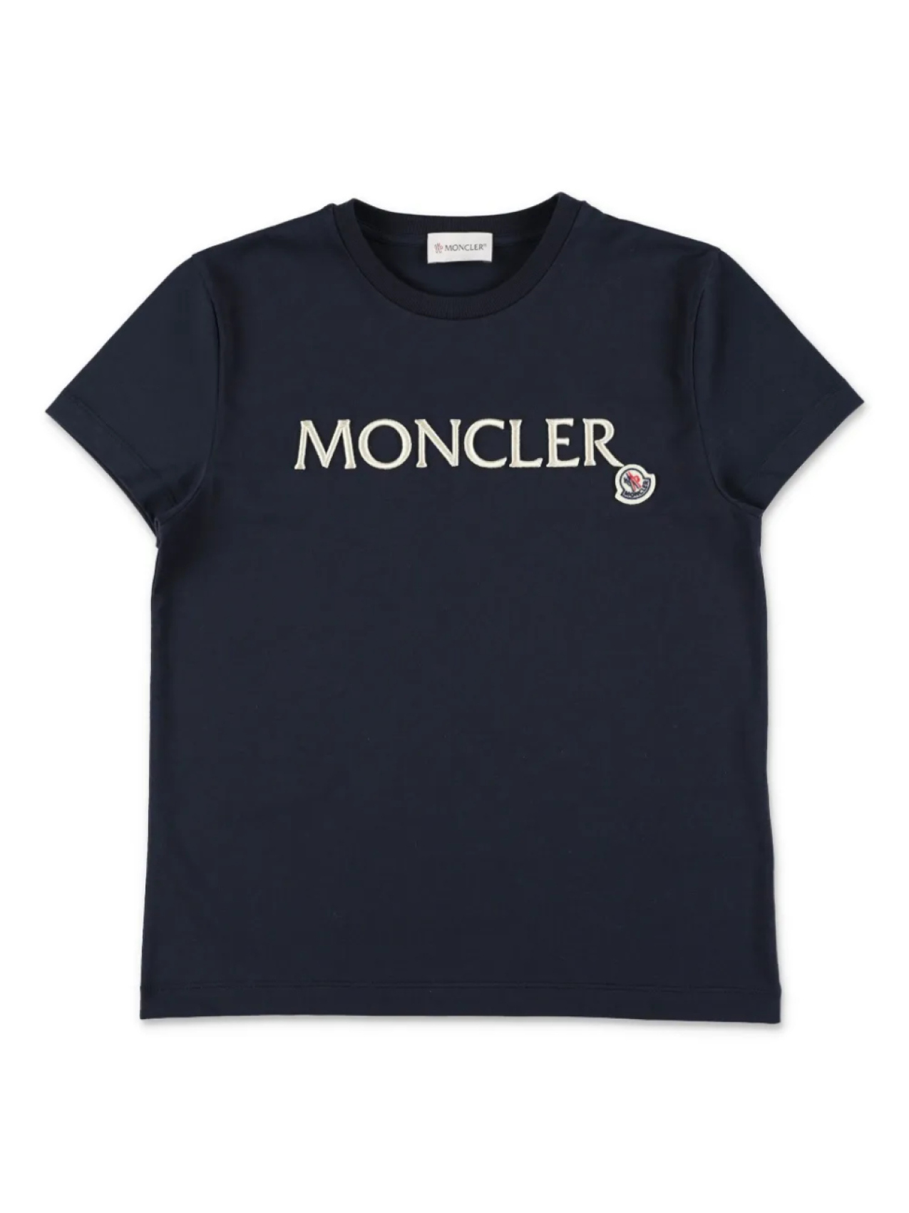 

Moncler Enfant футболка с вышитым логотипом, синий
