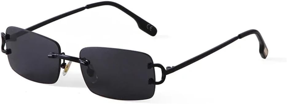 

Солнцезащитные очки в стиле ретро, ​​прямоугольной формы, без оправы, для женщин и мужчин, с золотой металлической оправой, защита от ультрафиолета UV400 MTZJH, C1 Black Gray