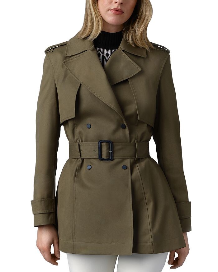 

Тренч средней длины Mackage Adva с поясом, зеленый