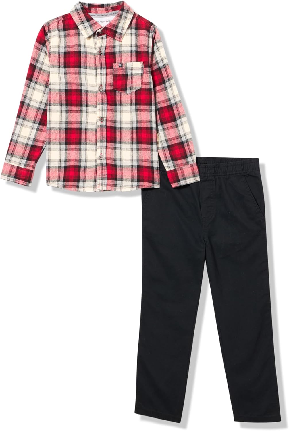 Комплект из 2-х тканых брюк Calvin Klein для мальчиков, Plaid/Black