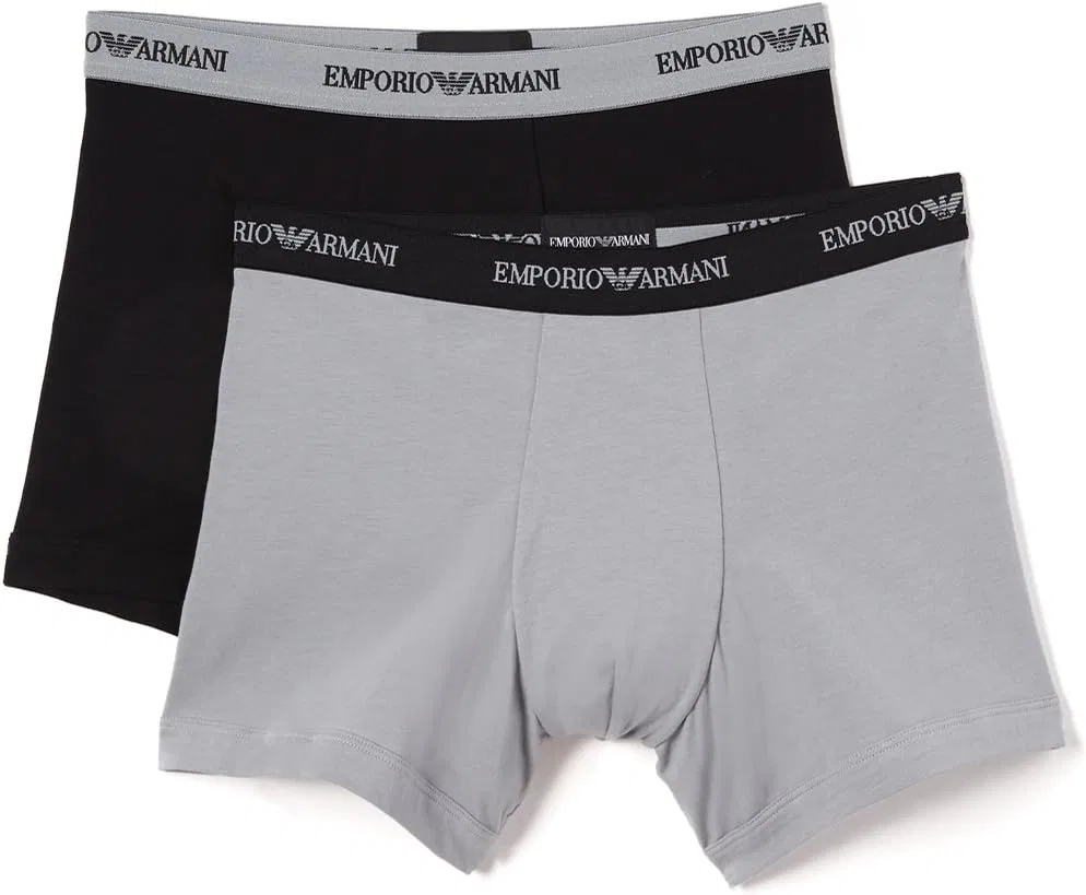 Боксеры 2 шт., Emporio Armani, черный/серый