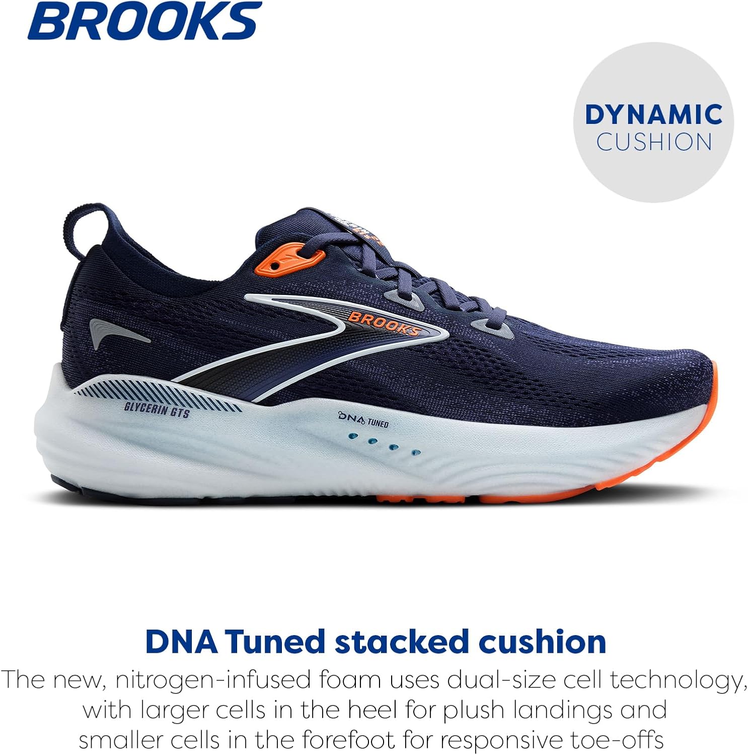 Мужские беговые кроссовки Brooks Glycerin GTS 22 с поддержкой, синий/оранжевый — фото 2