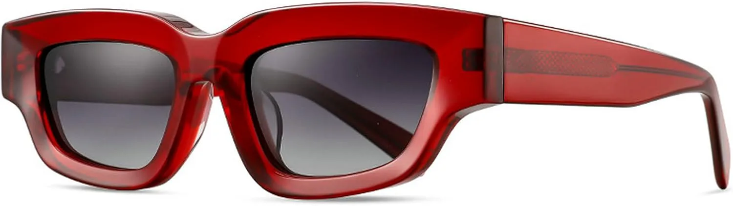 

Модные поляризованные солнцезащитные очки «кошачий глаз» для женщин и мужчин, ретро-очки из толстого материала TR90, дизайнерские красные ацетатные очки mincl, Red