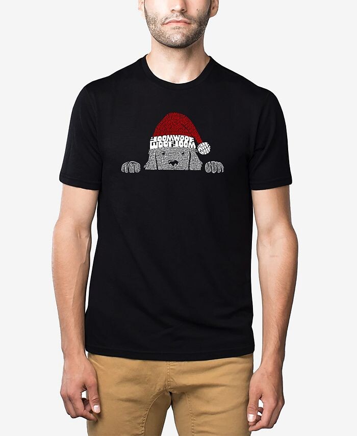 

Мужская футболка Christmas Peeking Dog Premium Blend Word Art LA Pop Art, черный