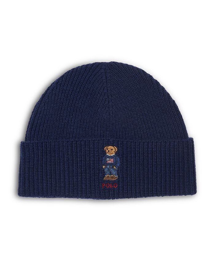 

Однотонная шапка с медведем и флагом Polo Ralph Lauren, синий