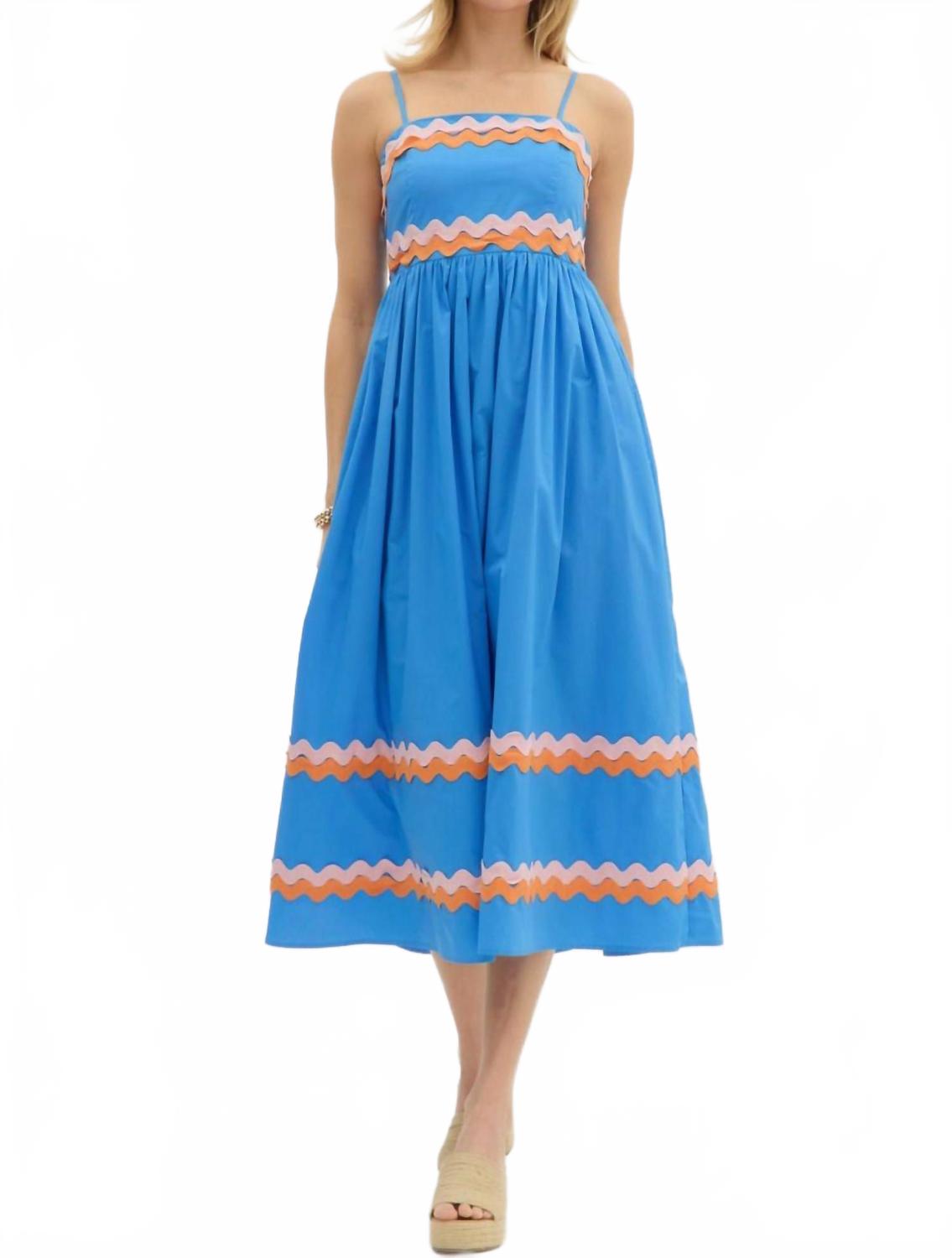 

Миди-сарафан с отделкой рик-рак в голубом цвете Entro