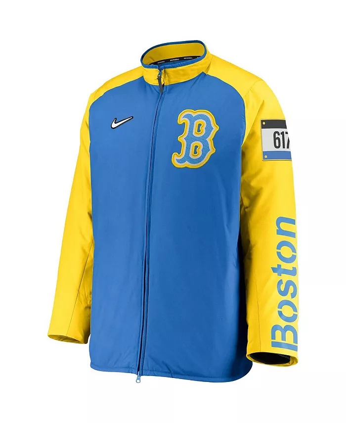 Мужская светло-голубая бейсбольная куртка Boston Red Sox City Connect с полной застежкой-молнией Nike — фото 2