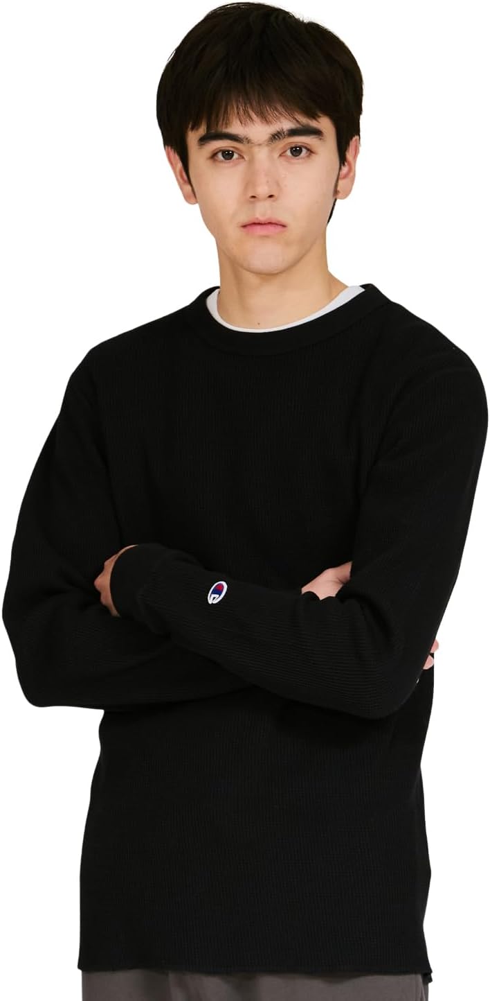 

Мужская хлопковая футболка с длинными рукавами и круглым вырезом Champion, черный