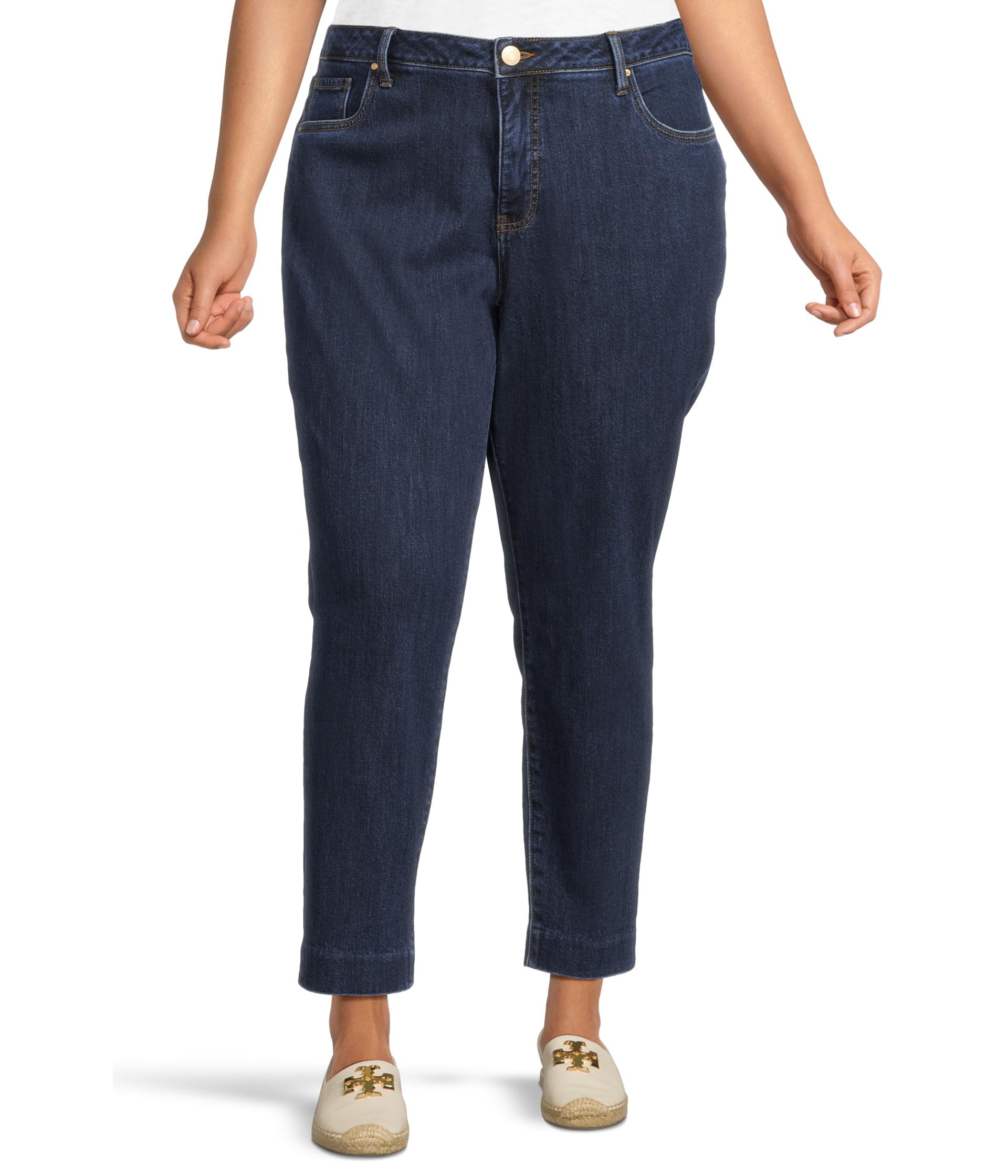 

Джинсы KUT from the Kloth Plus Size Reese High Rise Fab Ab Ankle Straight Blind Hem, Harness W/Euro Base Wash