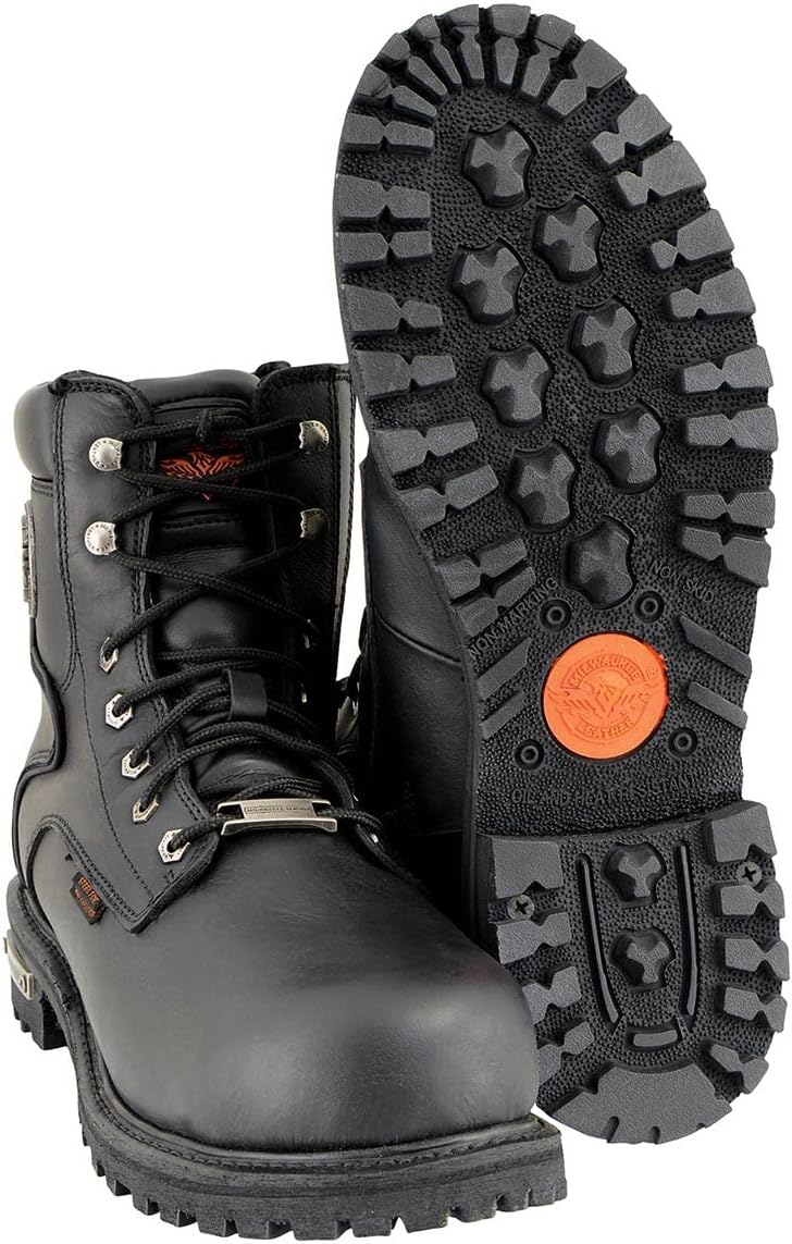 Milwaukee Leather MBM9097WPST мужские черные широкие 15 см Logger Steel Toe водонепроницаемые кожаные ботинки- 12 Вт ‎Milwaukee Leather — фото 2