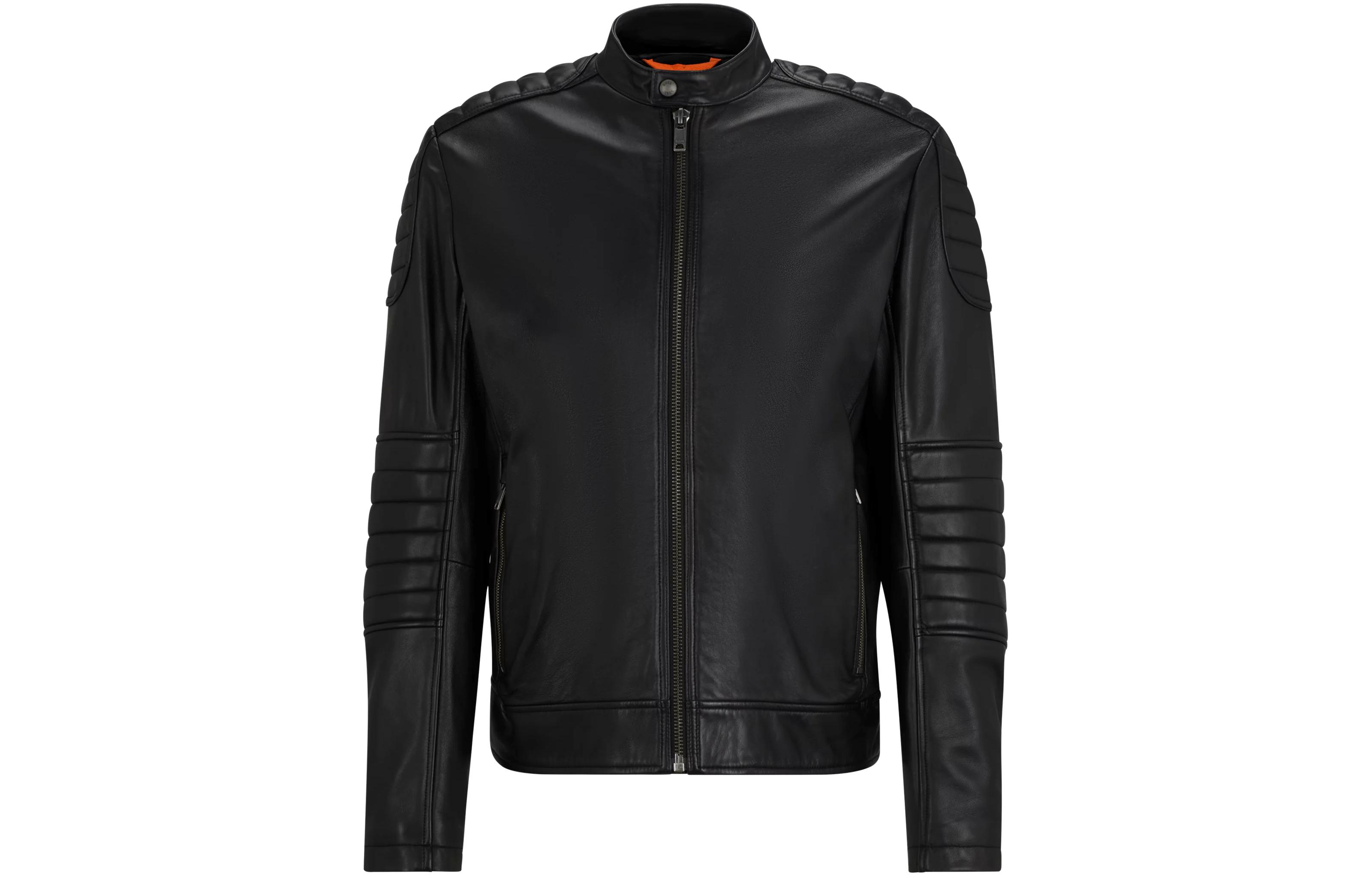 

Куртка Regular Fit из ягненковой кожи с деталями в технике квилтинга Мужская черная HUGO BOSS, Черный, Куртка Regular Fit из ягненковой кожи с деталями в технике квилтинга Мужская черная HUGO BOSS