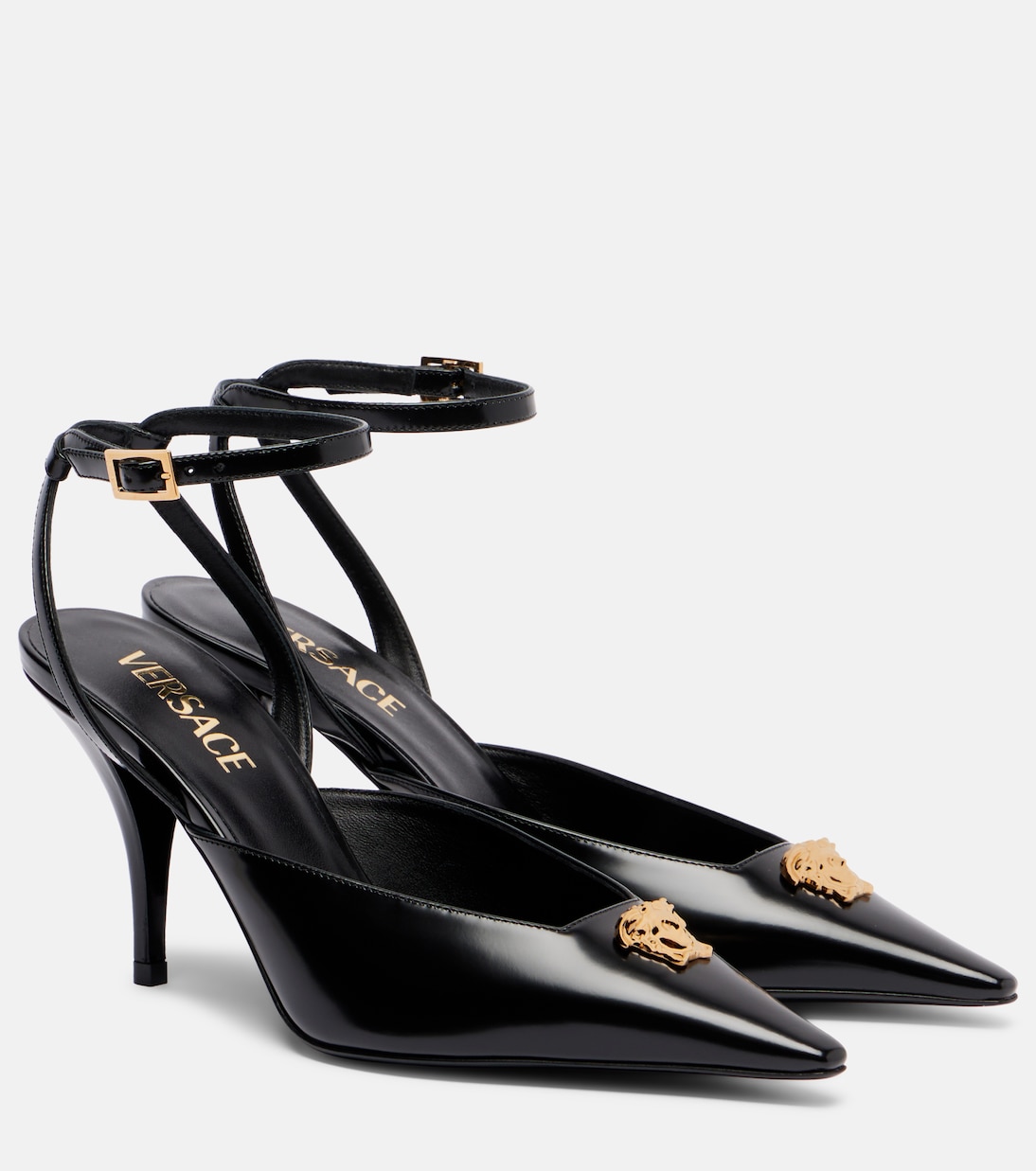 Туфли-лодочки La Medusa 85 из кожи Versace, Black - Versace Gold