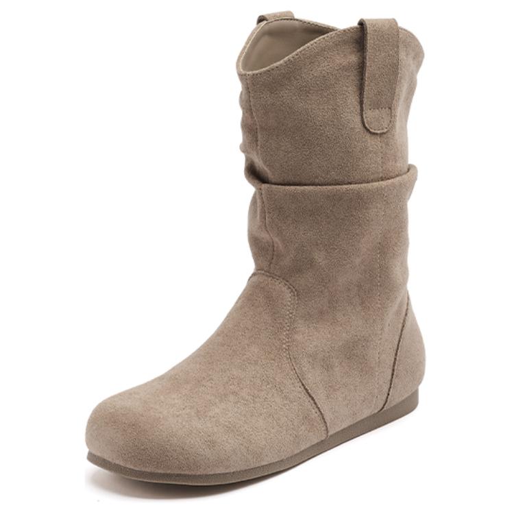 AGSDON Женские полусапожки абрикосовые на каблуке 1,5 см, цвет Apricot — фото 2