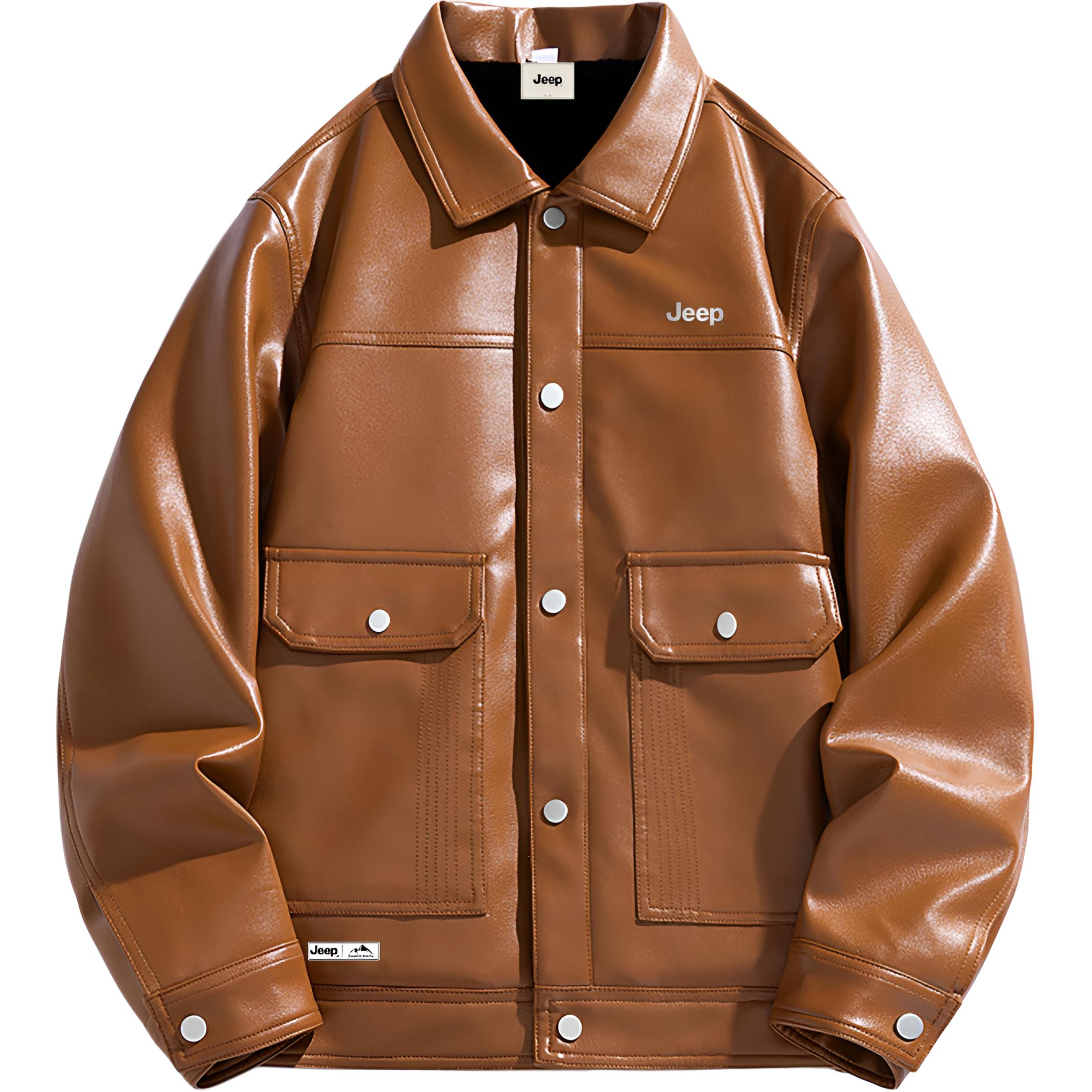 

Кожаная куртка Unisex Lapel Thickened Jeep, earth желтый