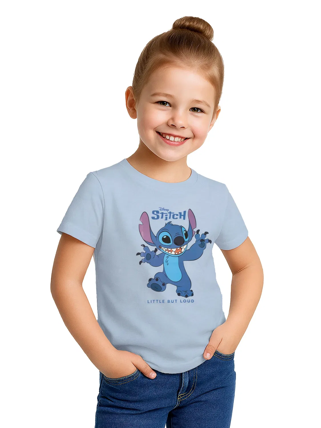 Футболка детская с принтом Lilo & Stitch, blau/grau — фото 3