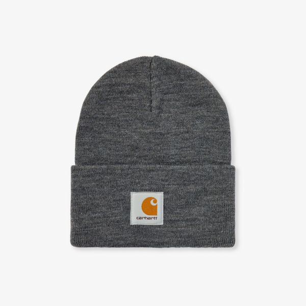 

Акриловая вязаная шапка-бини с нашивкой бренда часов Carhartt Wip, серый