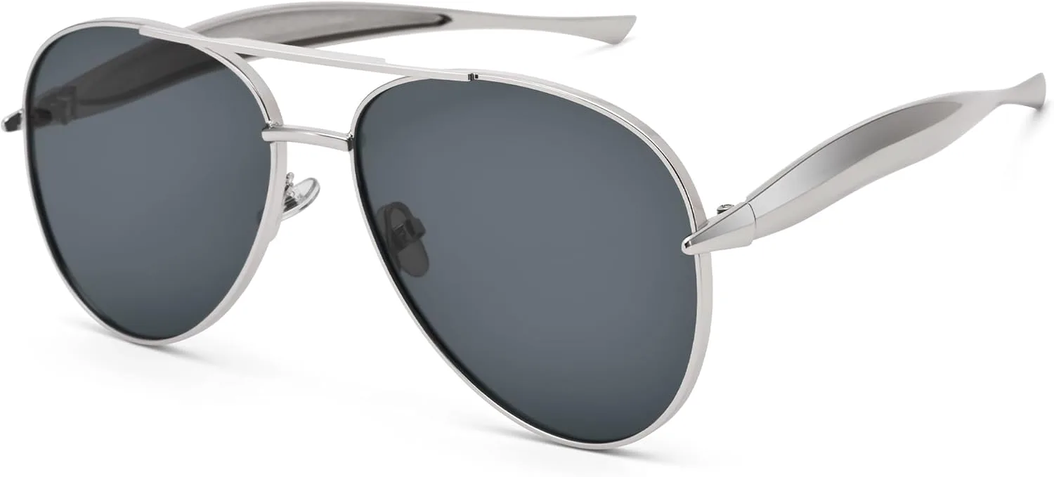 

Солнцезащитные очки Pro Acme Retro Gold Aviator для женщин и мужчин, большие солнцезащитные очки-авиаторы в стиле 70-х годов, модная металлическая оправа, Silver/Grey