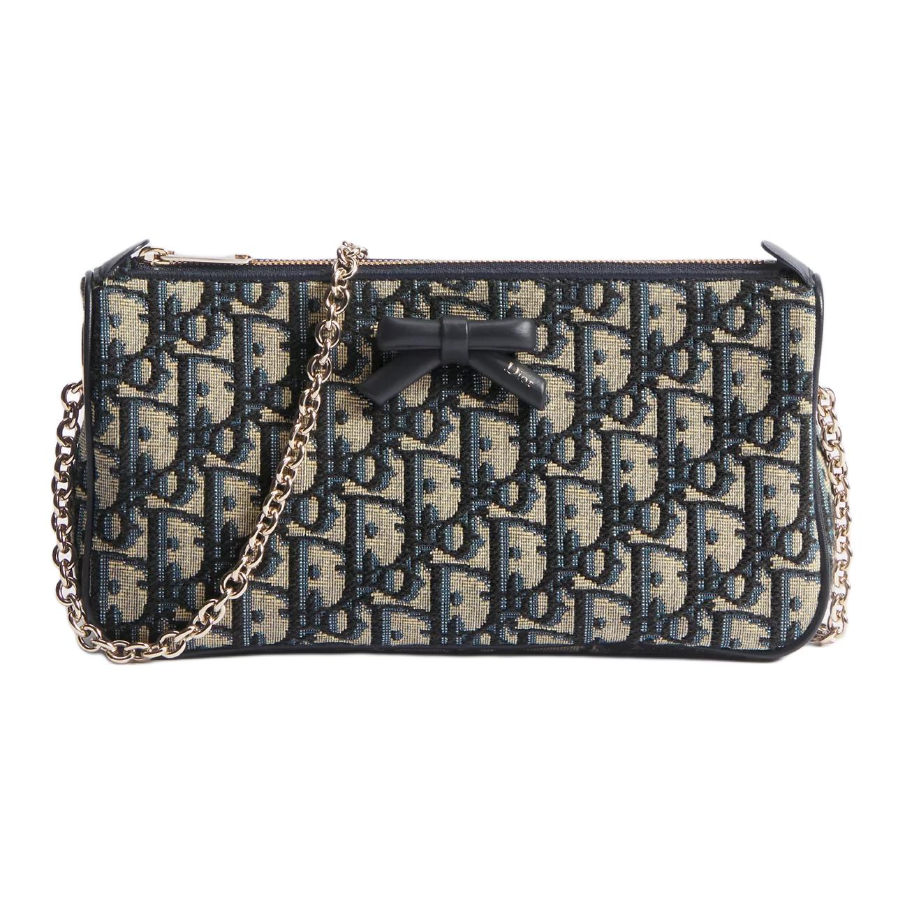 

DIOR Кожаная сумка через плечо OBLIQUE Cotton With Cow Leather, женская, синяя