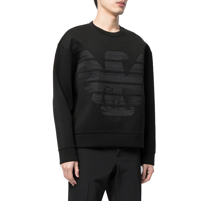 EMPORIO ARMANI Свитшот мужской черный с круглым вырезом Moderate Regular — фото 4