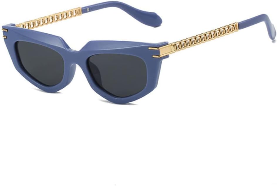 

Солнцезащитные очки Polygon Cat Eye для женщин, роскошные, с защитой от УФ-излучения UV400, в стиле ретро с металлической цепочкой, солнцезащитные очки для мужчин, сине-зеленые LANGSER, Blue Grey