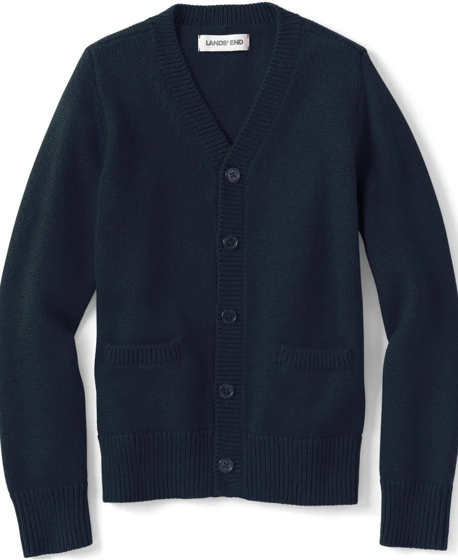 Кардиган Girls Legacy Varsity Lands' End, темно-синий — фото 4