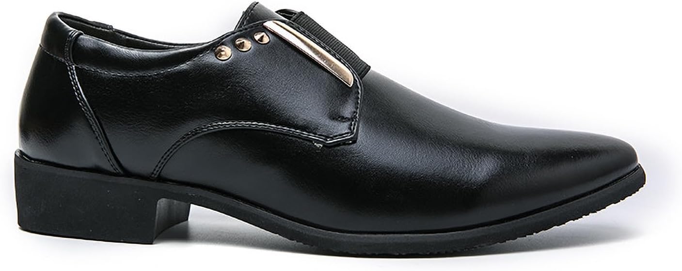 

Мужские оксфорды классические люксовые, Эластичные ремешки, Низкий каблук, Деловая и свадебная кожа Xinduoyu, черный