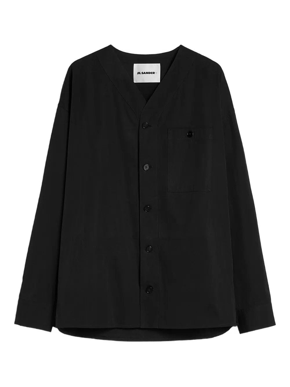 Рубашка с V-образным вырезом и накладным карманом Jil Sander, черный — фото 3