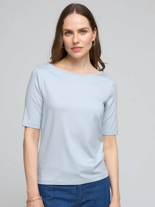 

Топ с рукавом 1/2 и вырезом лодочкой Celtic & Co., цвет Pale Blue