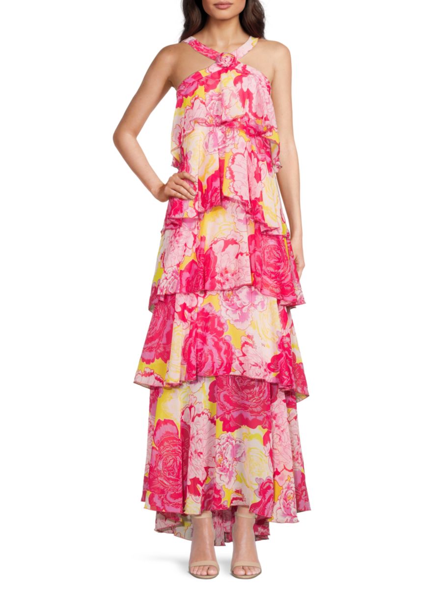 

Платье макси с принтом и оборками Felicia Vero Moda, цвет Pink Floral