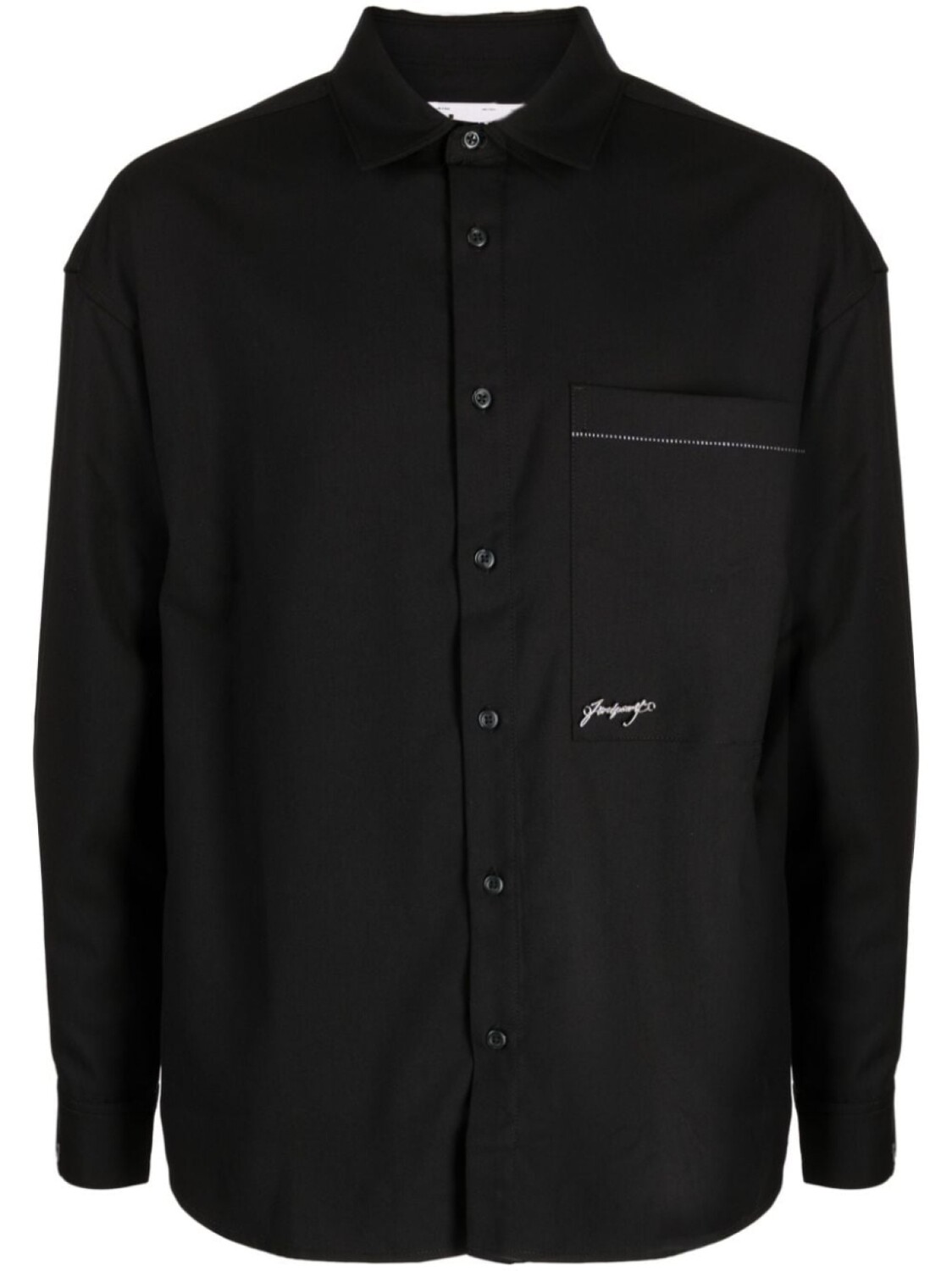 

izzue bead-embellished badge-detail shirt, черный