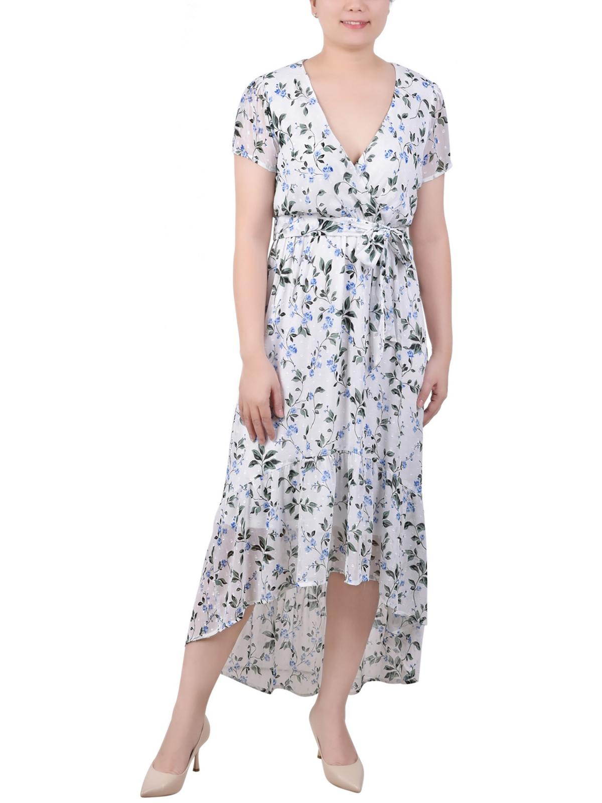 

Женское шифоновое платье макси с косынкой NY Collection, цвет ivory blue floral