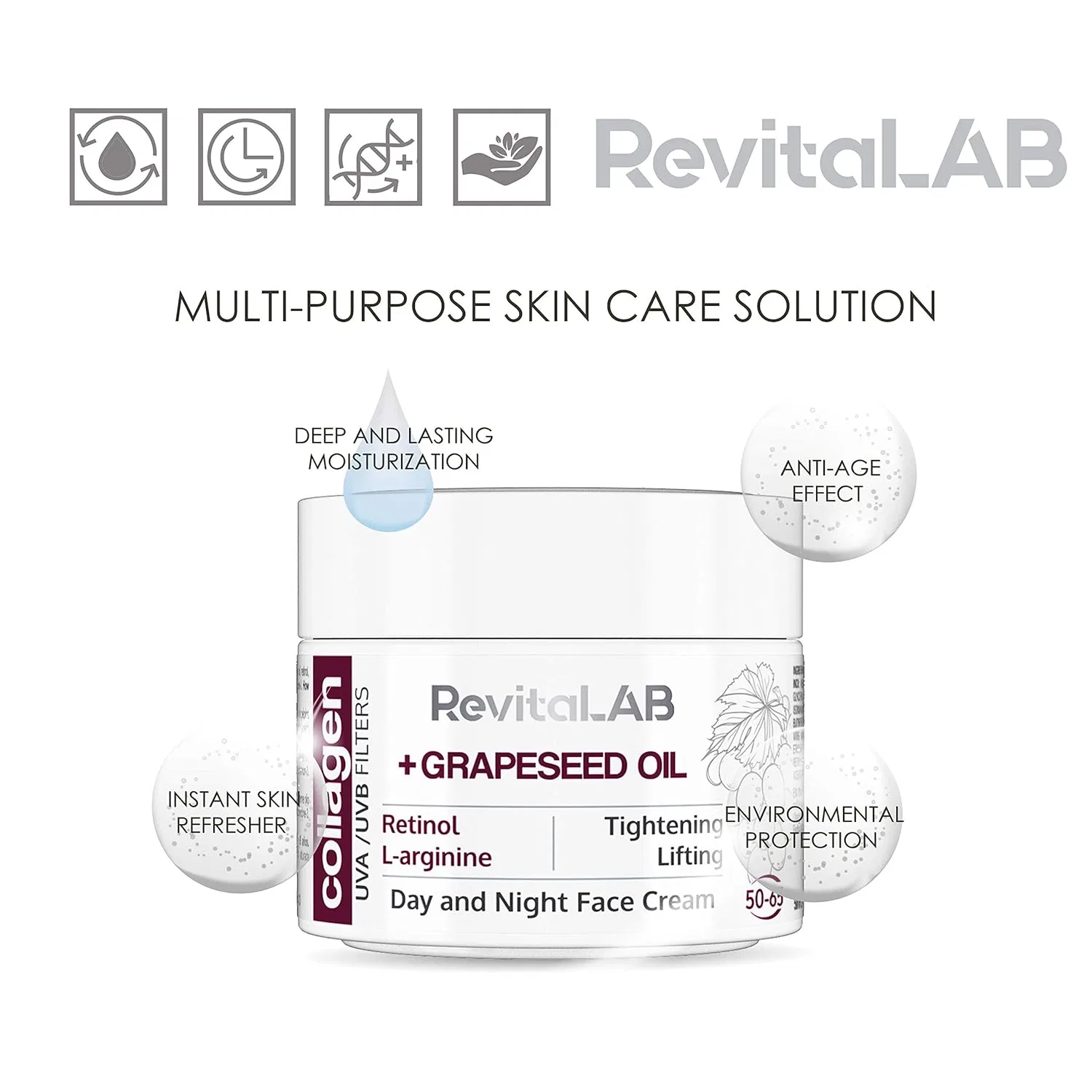 Крем для лица Revitalab — Антивозрастной дневной и ночной увлажняющий с коллагеном от — фото 3