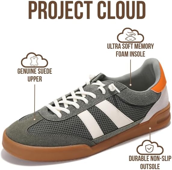 Мужские кроссовки Project Cloud - стелька из пены с эффектом памяти - легкие и нескользящие повседневные туфли на шнуровке для мужчин - мужская повседневная мода (HIS VERDY), Olive — фото 2