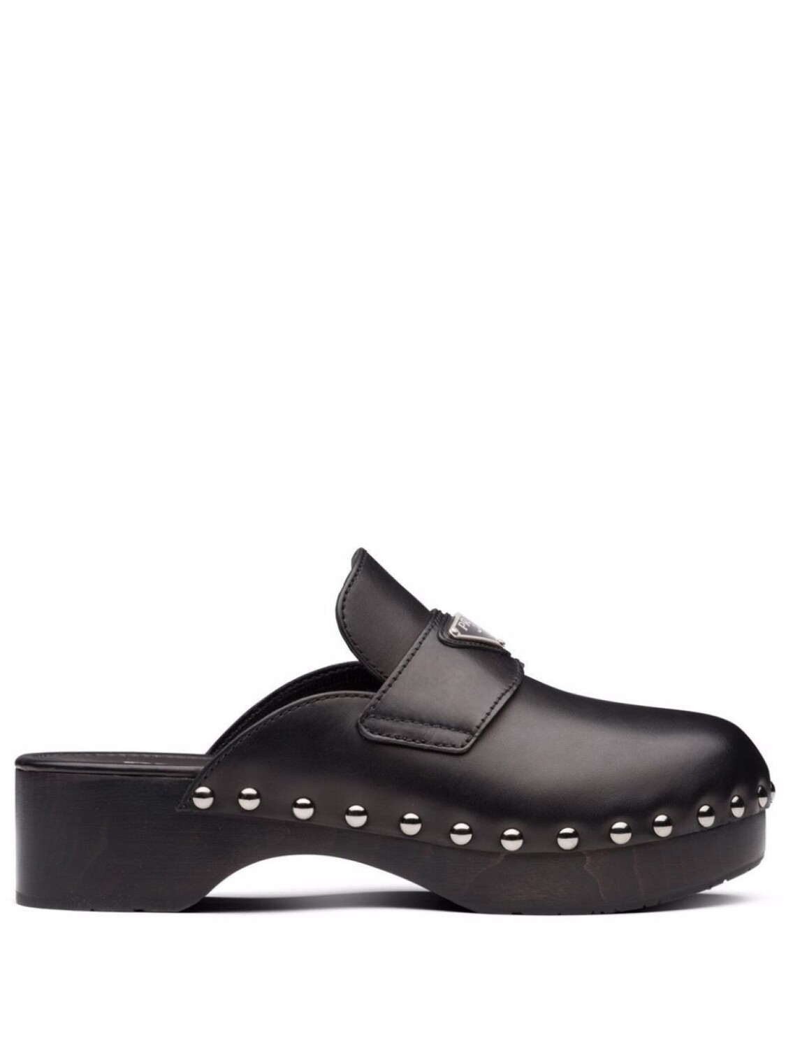 

Prada клоги с заклепками и логотипом, черный