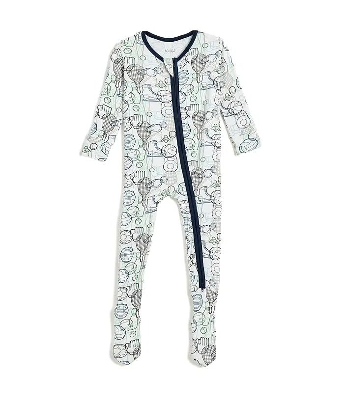 Пижама-слип с двухсторонней молнией Kickee Pants Kids, Natural & Portabella Soccer